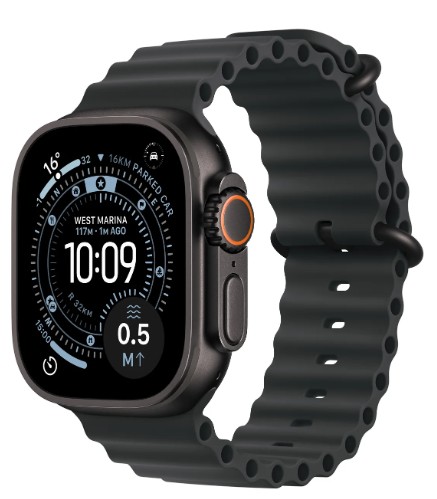 Apple Watch Ultra 3 Cellular 49mm Black Titanium Case with Black/Charcoal Trail Loop - S/M